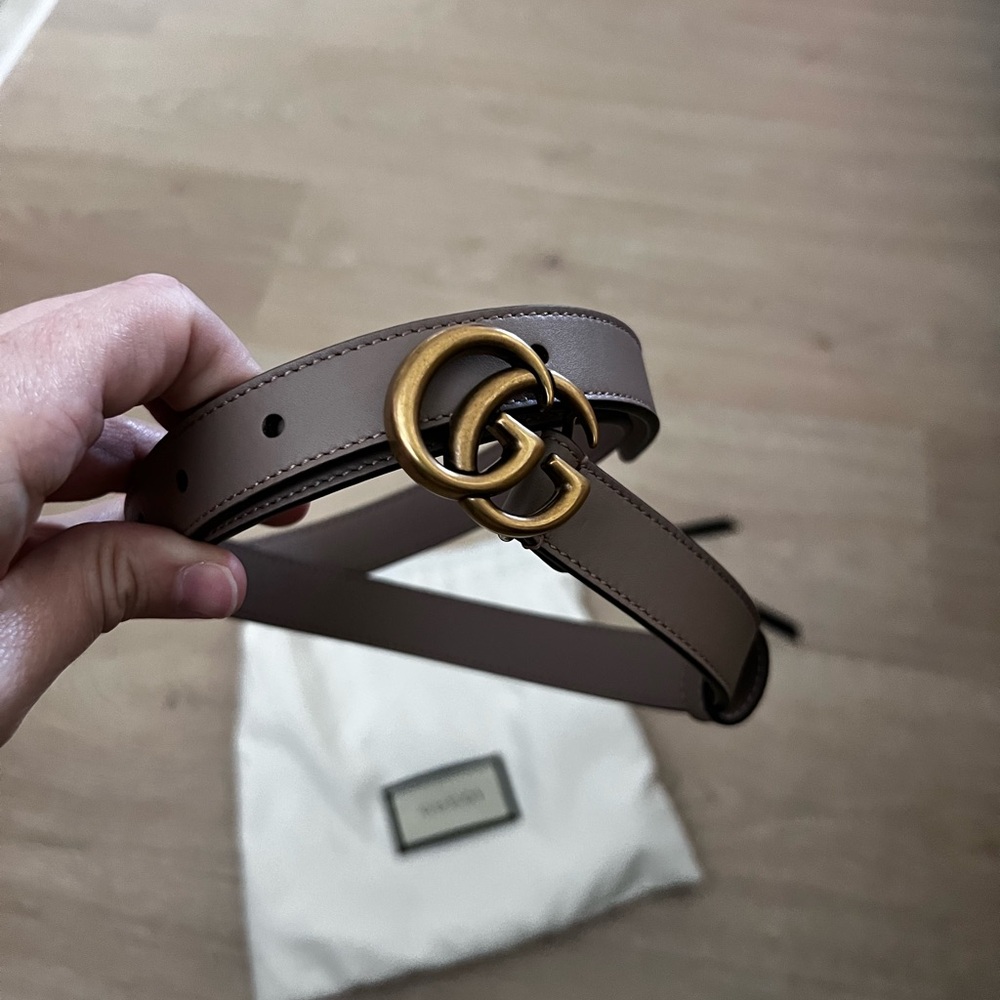 Gucci Brown Leather Belt with Gold Buckle